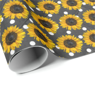 Papier Cadeau tournesols en pois