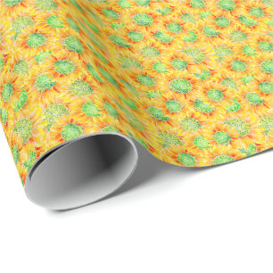 Papier Cadeau Tournesols jaunes Papier moucheté