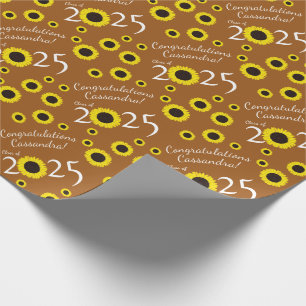 Papier Cadeau Tournesols Pays Partie de Graduation Rust Orange