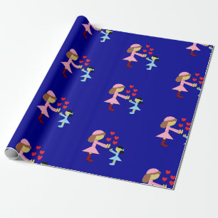 Papier Cadeau Tous les enfants ont besoin d'amour : Bleu foncé