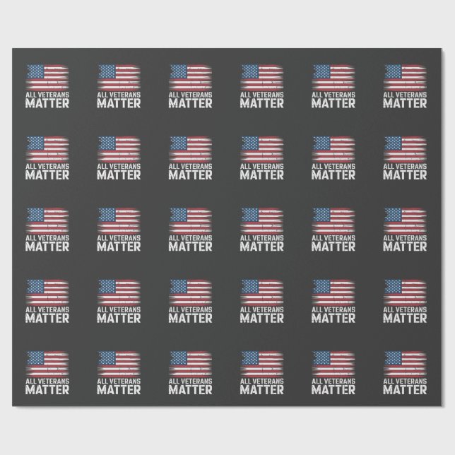 Papier Cadeau Tous les vétérans matière 4 juillet américain patr (Plat)