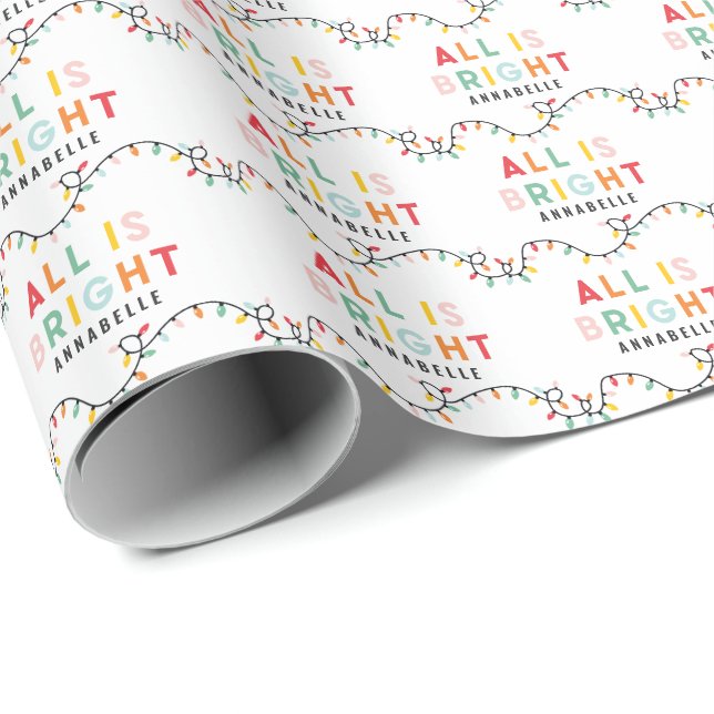 Papier Cadeau Tout est lumineux fun moderne brillant Noël scinti (Coin rond)