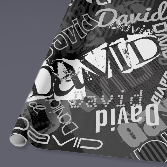 Papier Cadeau Tout nom Personnalisable Créatif Noir & Blanc (Créateur téléchargé)