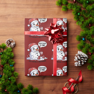 Papier Cadeau Tout Va Bien En Pleine Fonte Bonhomme de Neige