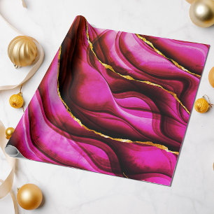Papier Cadeau Toutes les occasions Hot rose marbre Parties scint