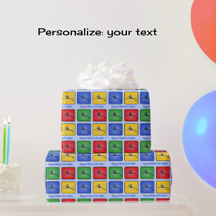 Papier Cadeau Tracer le texte personnalisé quatre icônes colorée