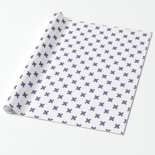 Papier Cadeau Traces croisées ultra violettes sur blanc