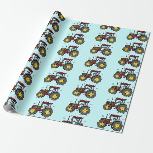 Papier Cadeau Tracteur au papier d'enveloppement des fêtes (Déroulé)