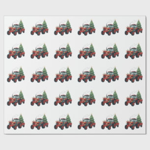 Papier Cadeau Tracteur avec remorque Santa ferme agriculteur Noë