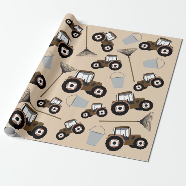 Papier Cadeau Tracteur Camion Motif Équipement agricole (Déroulé)