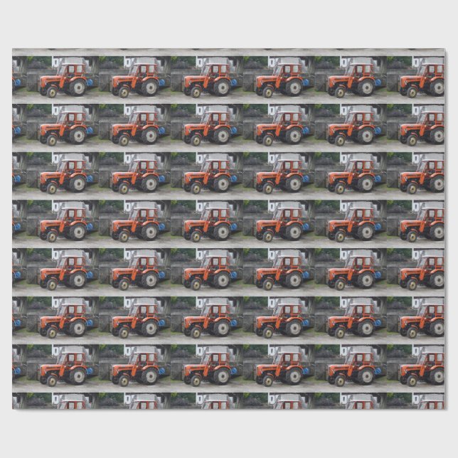 Papier Cadeau Tracteur Diesel Orange Steyr KL II (Plat)