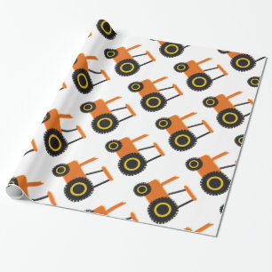 Papier Cadeau Tracteur orange