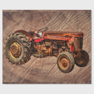 Papier Cadeau Tracteur rouge antique