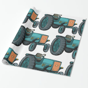 Papier Cadeau Tracteur vert