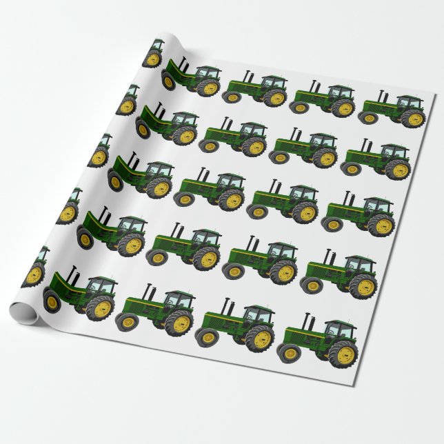 Papier Cadeau Tracteur vert (Déroulé)