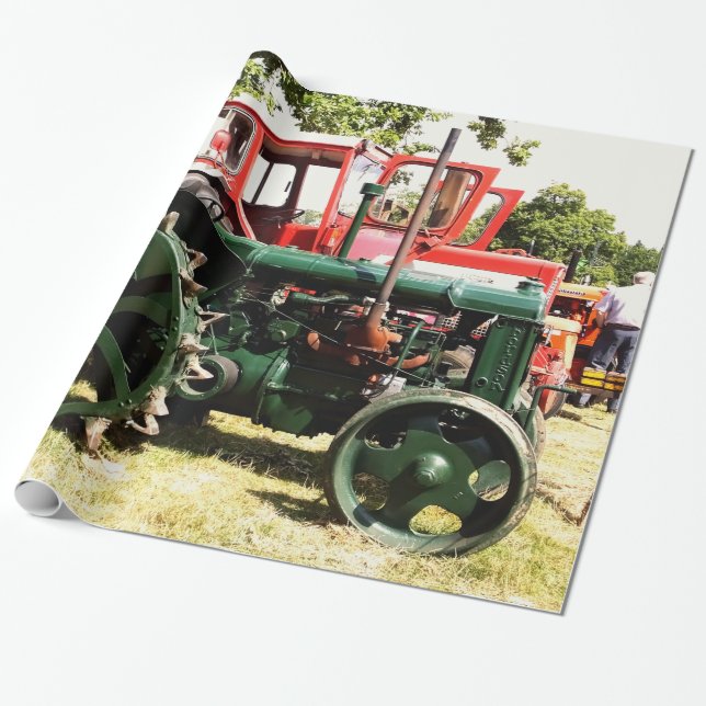 Papier Cadeau TRACTEURS vintages (Déroulé)