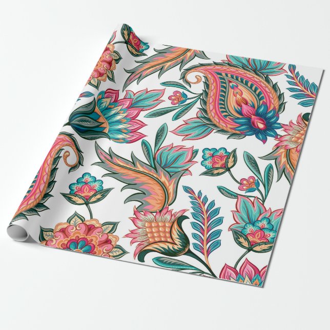 Papier Cadeau Traditional oriental seamless paisley pattern. Vin (Déroulé)
