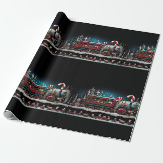 Papier Cadeau Train de bonbons de Noël Whimsical 1