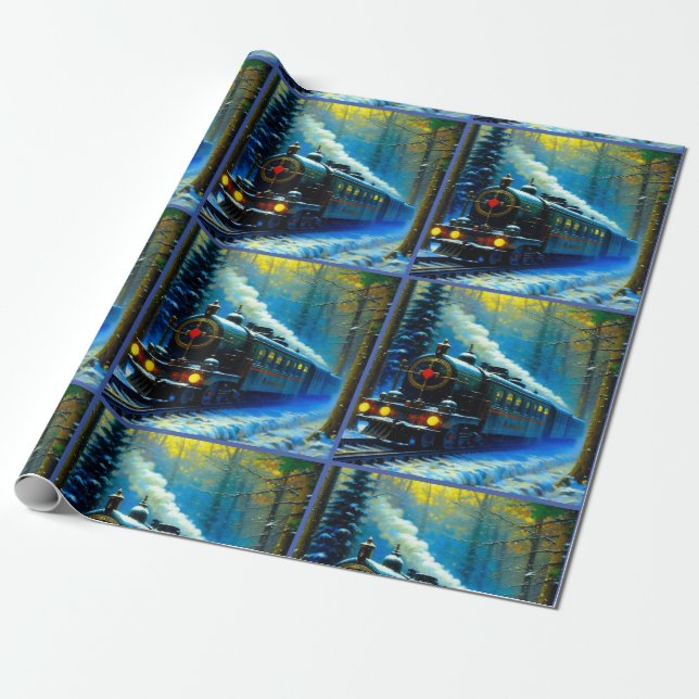 Papier Cadeau Train de Noël (Déroulé)