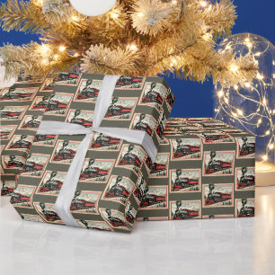 Papier Cadeau Train de Noël carrelé