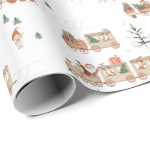 Papier Cadeau Train polaire - Elfes aides du Père Noël Joyeuses 