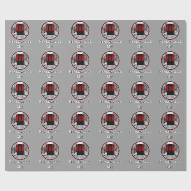 Papier Cadeau Train victorien de vapeur de cambuse rouge (Plat)