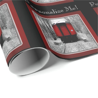 Papier Cadeau Train victorien de vapeur de cambuse rouge