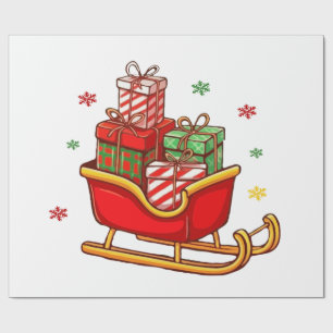 Papier Cadeau Traîneau festif du Père Noël rempli de cadeaux de 