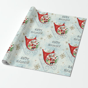 Papier Cadeau Traîneau Rétro Rotor de Père Noël