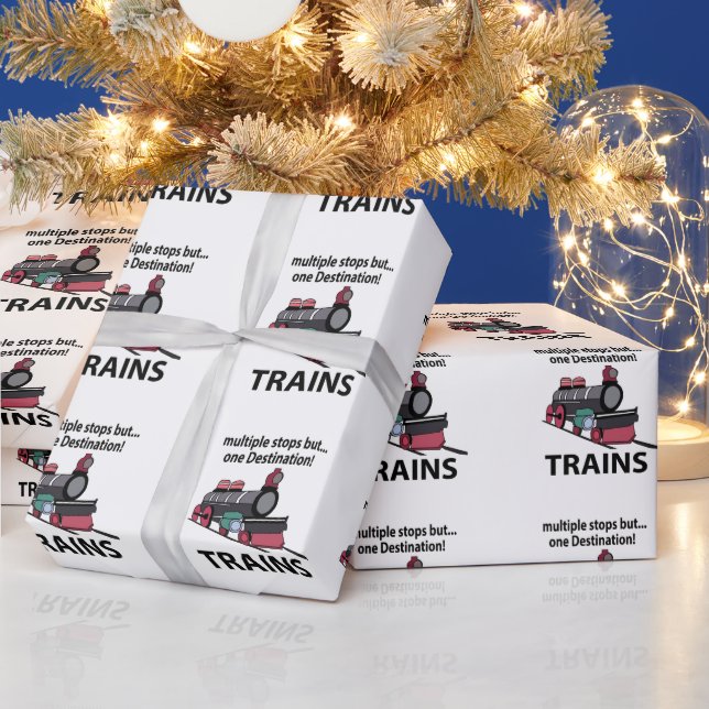 Papier Cadeau Trains Plusieurs Arrêts Mais Un Trains De Destinat (Vacances)