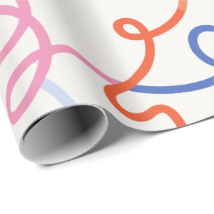 Papier Cadeau Traits de lignes colorés minimalistes