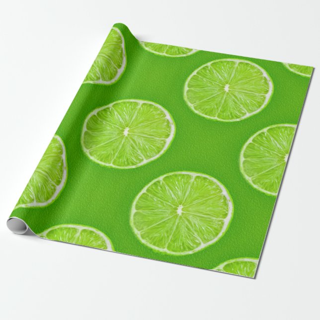 Papier Cadeau Tranche de fruit de citron de vert de chaux (Déroulé)