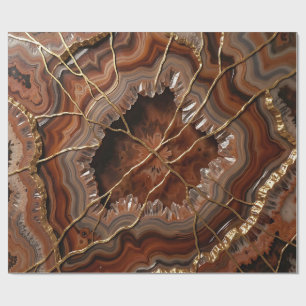 Papier Cadeau Tranche de luxe en agate Kintsugi dorée Mineral