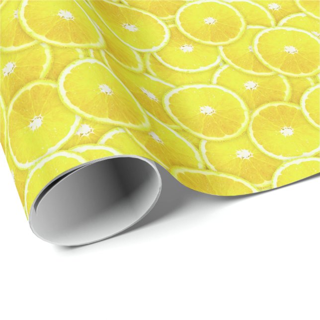 Papier Cadeau Tranches de citron (Coin rond)