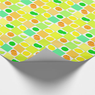 Papier Cadeau Tranches de fruits d'agrumes de citron, lime et or