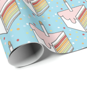 Papier Cadeau Tranches de gâteau en arc-en-ciel