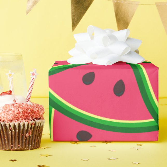 Papier Cadeau Tranches de pastèque fantaisistes mignonnes  (Fête d'anniversaire)