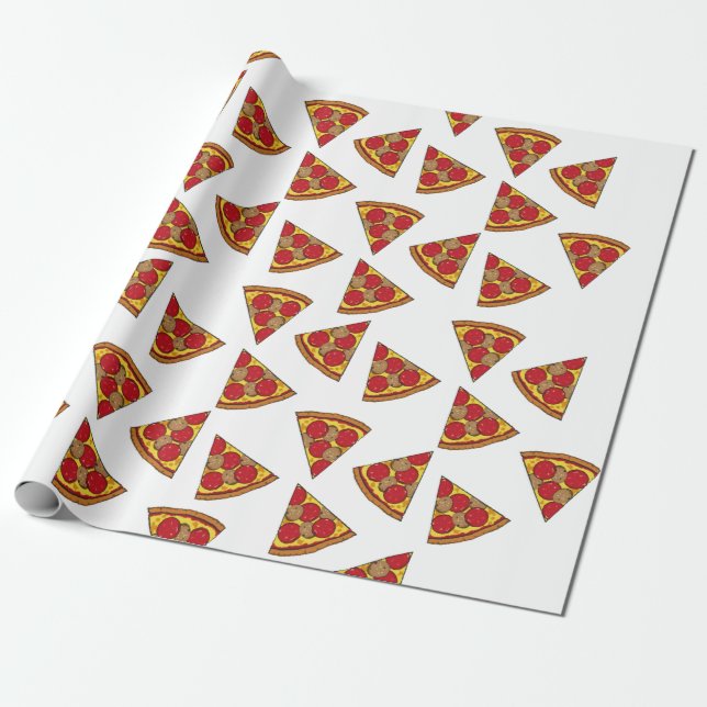 Papier Cadeau tranches de pizza motif (Déroulé)