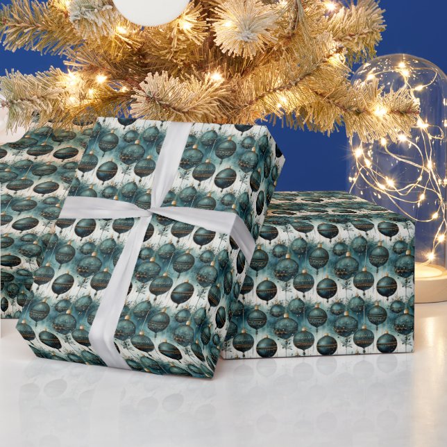 Papier Cadeau Tranquillité majestueuse : Vert et Or (Vacances)