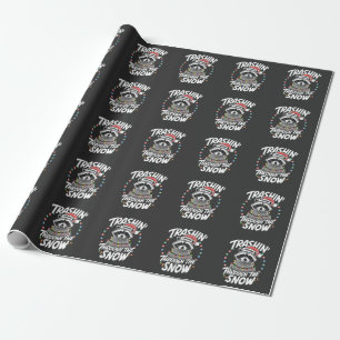 Papier Cadeau Trashing Through the Snow Funny Raccoon Christmas