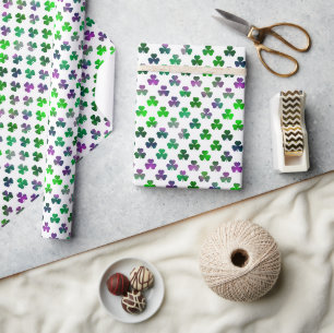 Papier Cadeau Trèfle Ton Vert Jewel - Classique