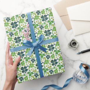 Papier Cadeau Trèfles Chanceux Verts Saint-Patrick
