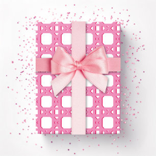 Papier Cadeau Trellis en Rotin de Style Chinois Rose