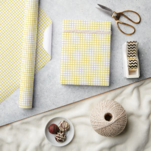 Papier Cadeau Trellis Jaune Doré - Blanc