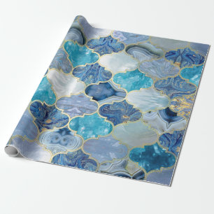 Papier Cadeau Trellis marocain Textures minérales bleues