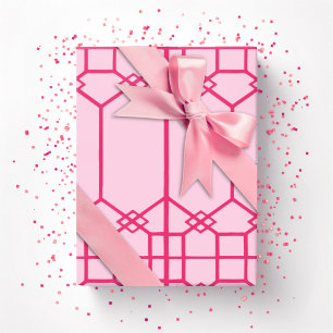 Papier Cadeau Trellis octogonal Chippendale en rose gras