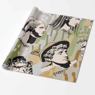 Papier Cadeau Trending Greek Gods Art Portrait Motif sans coutur
