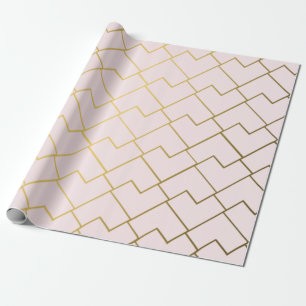 Papier Cadeau Trendy Chic Géométrique Carrelage bleu doré