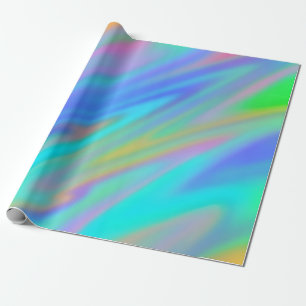 Papier Cadeau Trendy luxe vert bleu violet faux holographique
