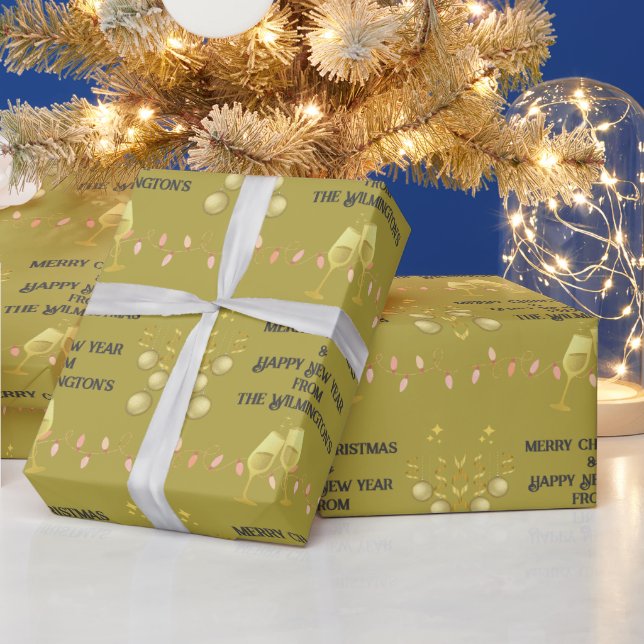 Papier Cadeau Très Joyeux Noël en laiton (Vacances)